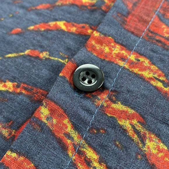 Vatpave Floral/Tropical Cotton/Viscose Short Sleeve Shirt (Red/Blue/Yellow) - Picture 10 of 15